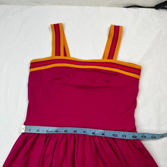 Ted Baker London Norabel Tiered Jersey Vest Dress Midi Bright Pink Stripe Trim X - Picture 8 of 11